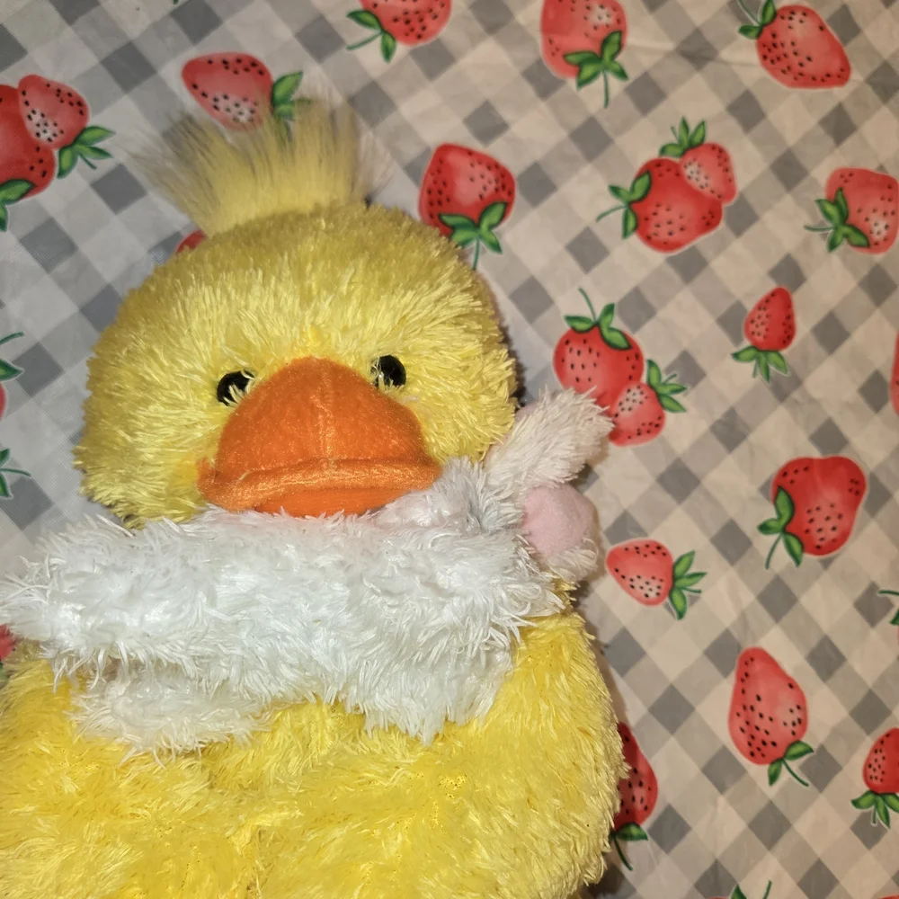 EASTER DUCK HOLDING RABBIT W/RABBIT SLIPPER SUPER FLUFFY SOFT BRIGHT BY PCB